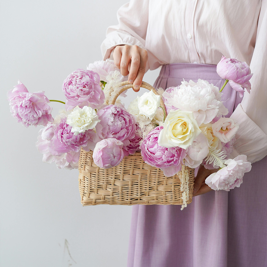 Peonies Basket